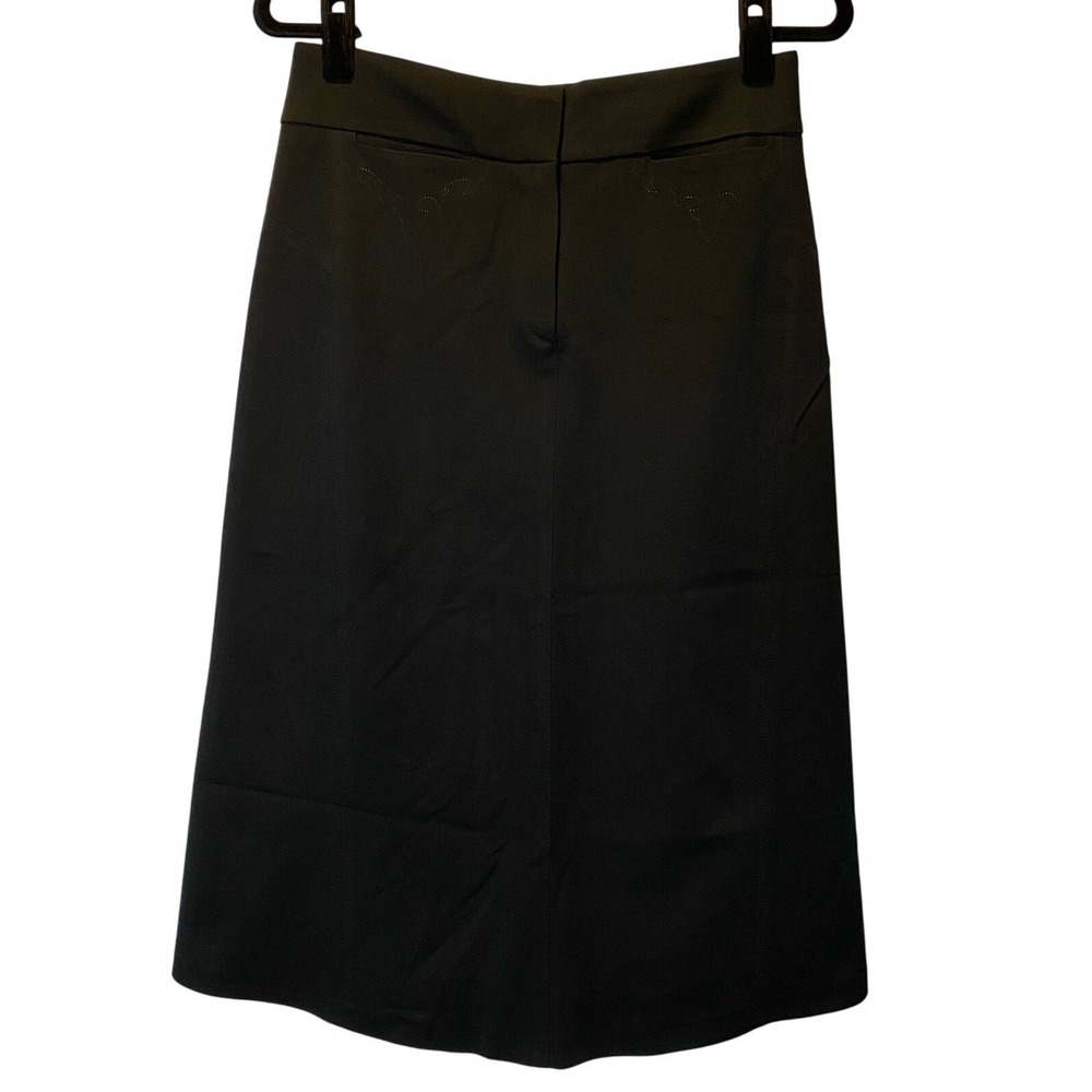 Vintage Diab'less A-line Midi Skirt Classic Black Embroidered From France‎
